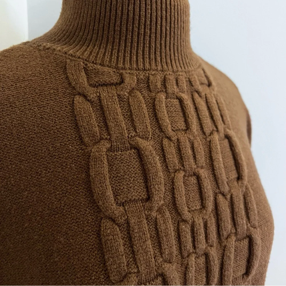 Calvin Klein Tech Knit Mock Neck Sweater in brown